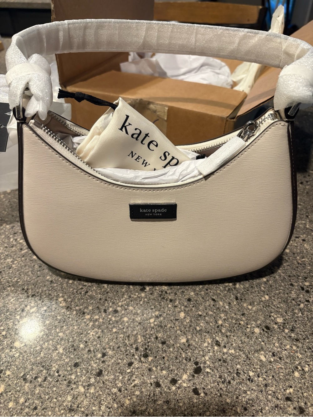kate spade Cream Leather Crescent Shoulder Bag